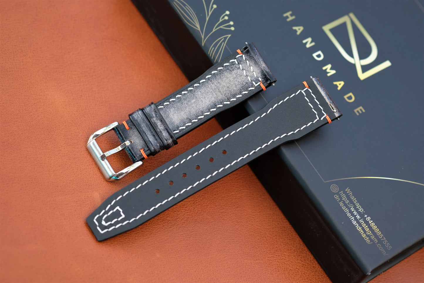 Gray Veg-Tan Leather Watch Strap