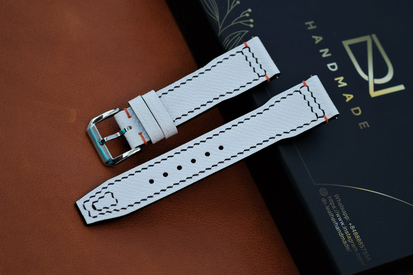 White Epsom Leather Watch Strap