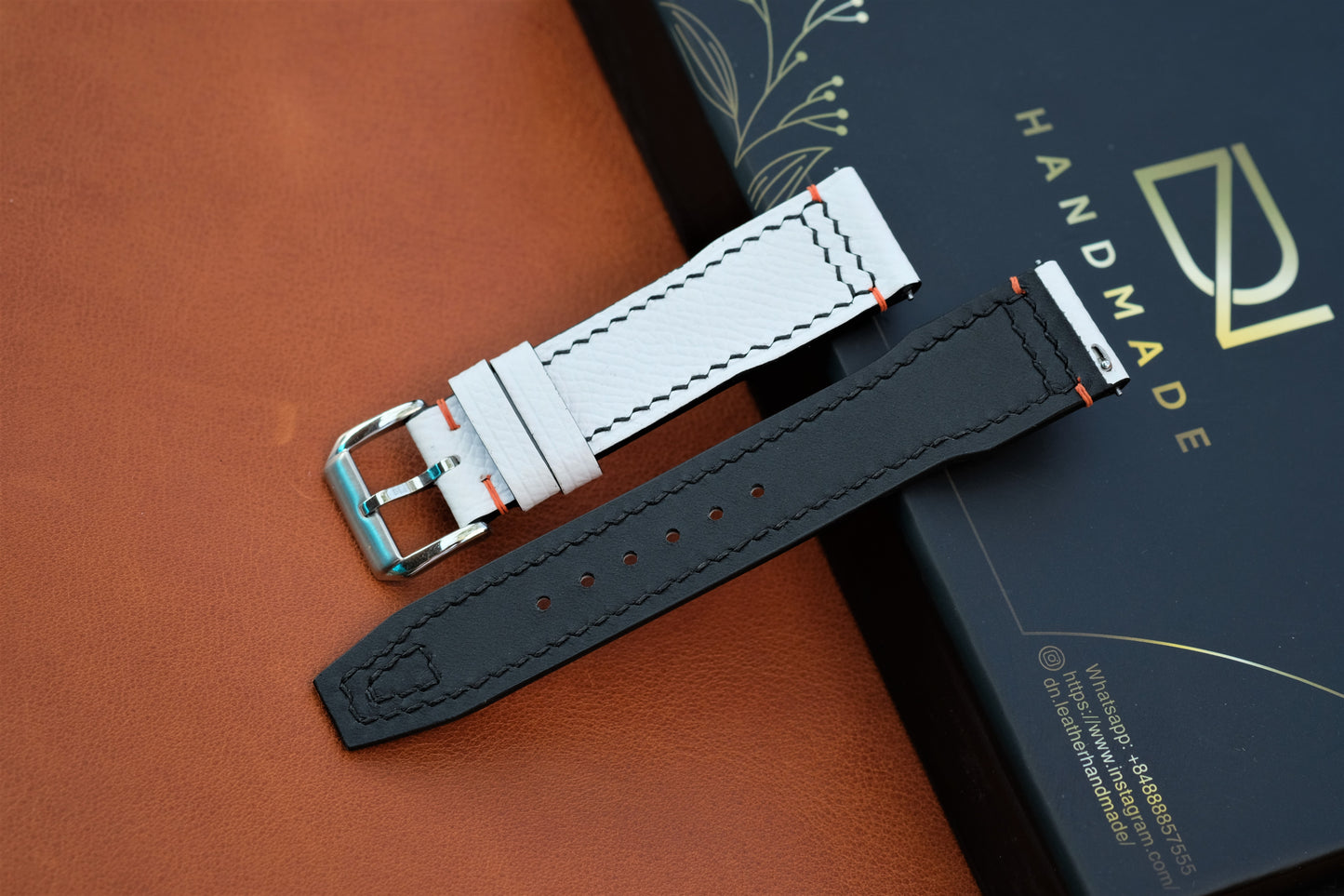 White Epsom Leather Watch Strap