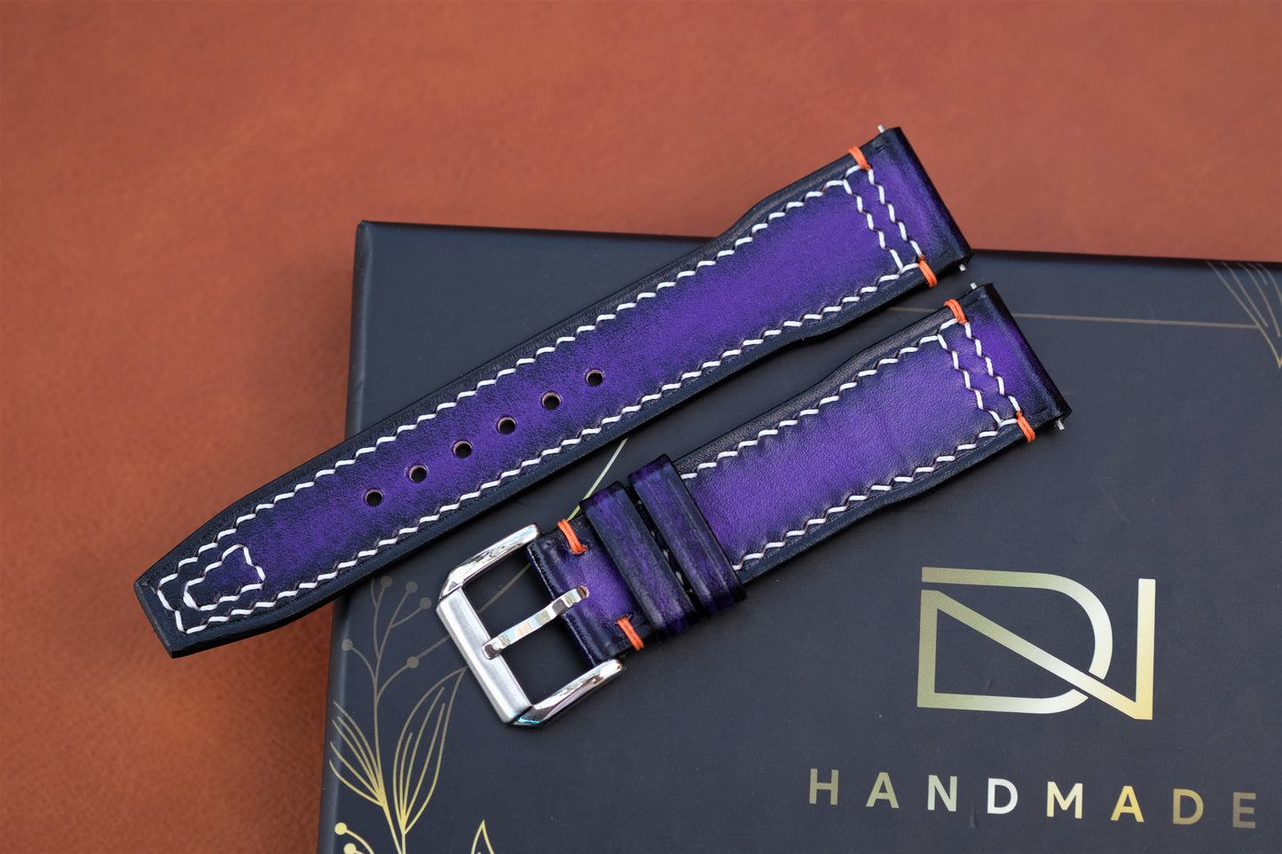 Purple Veg-Tan Leather Watch Strap