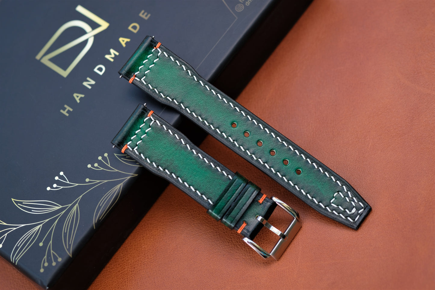 Green Veg-Tan Leather Watch Strap