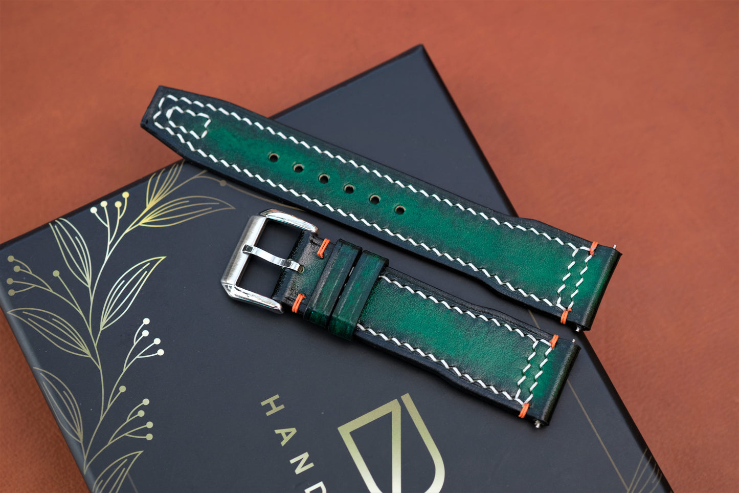 Green Veg-Tan Leather Watch Strap