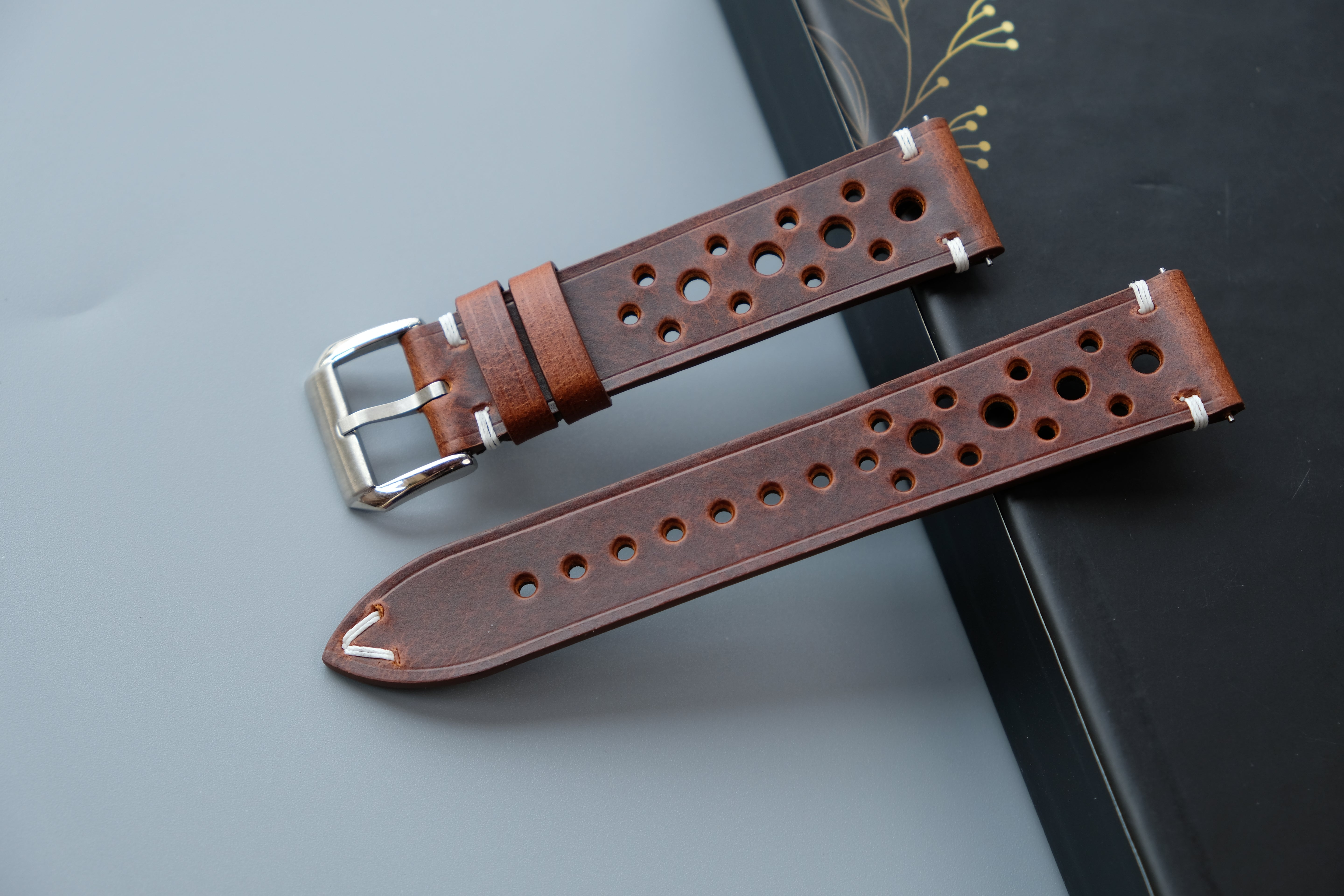 Rally Brown Calfskin Leather Watch Strap