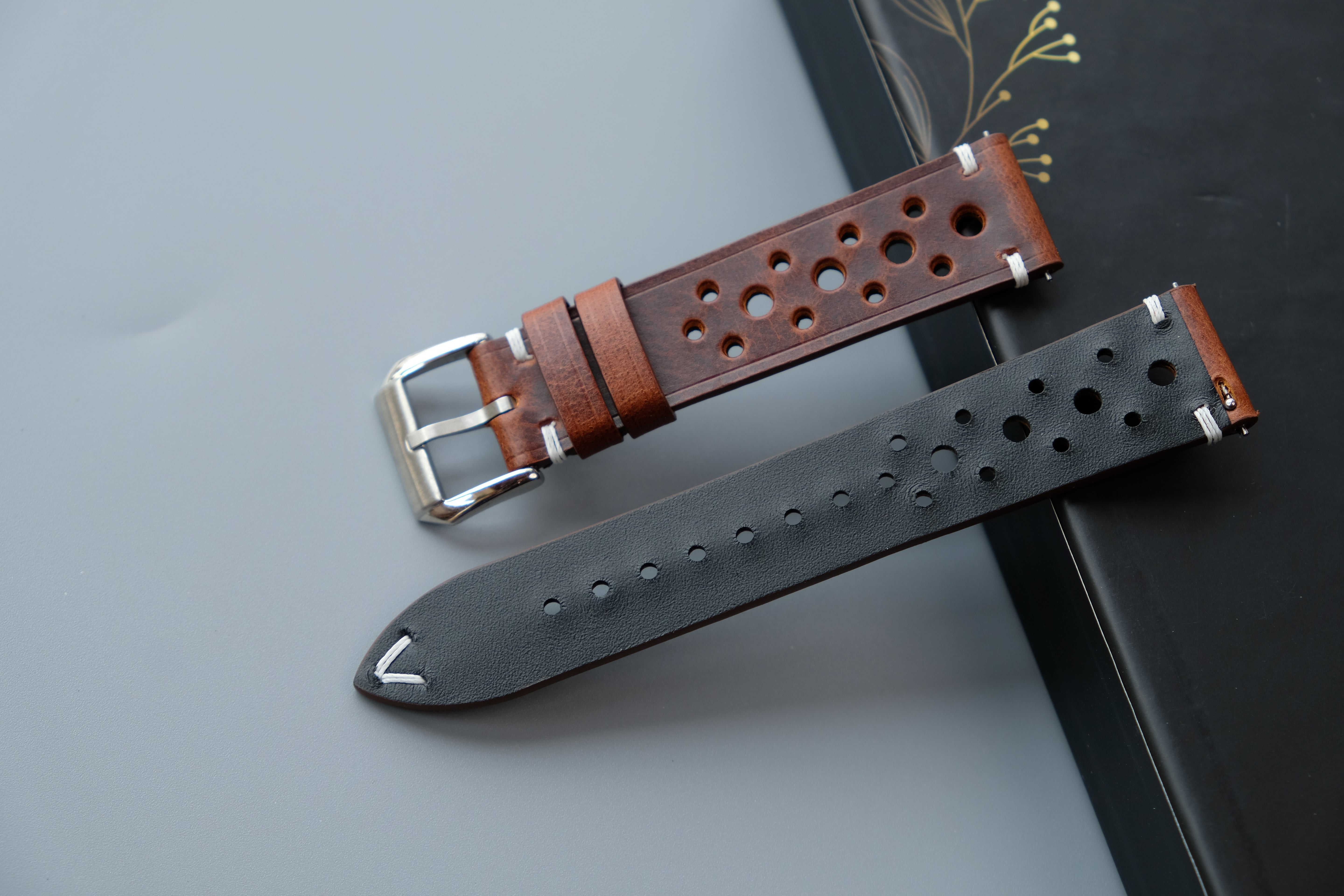 Rally Brown Calfskin Leather Watch Strap
