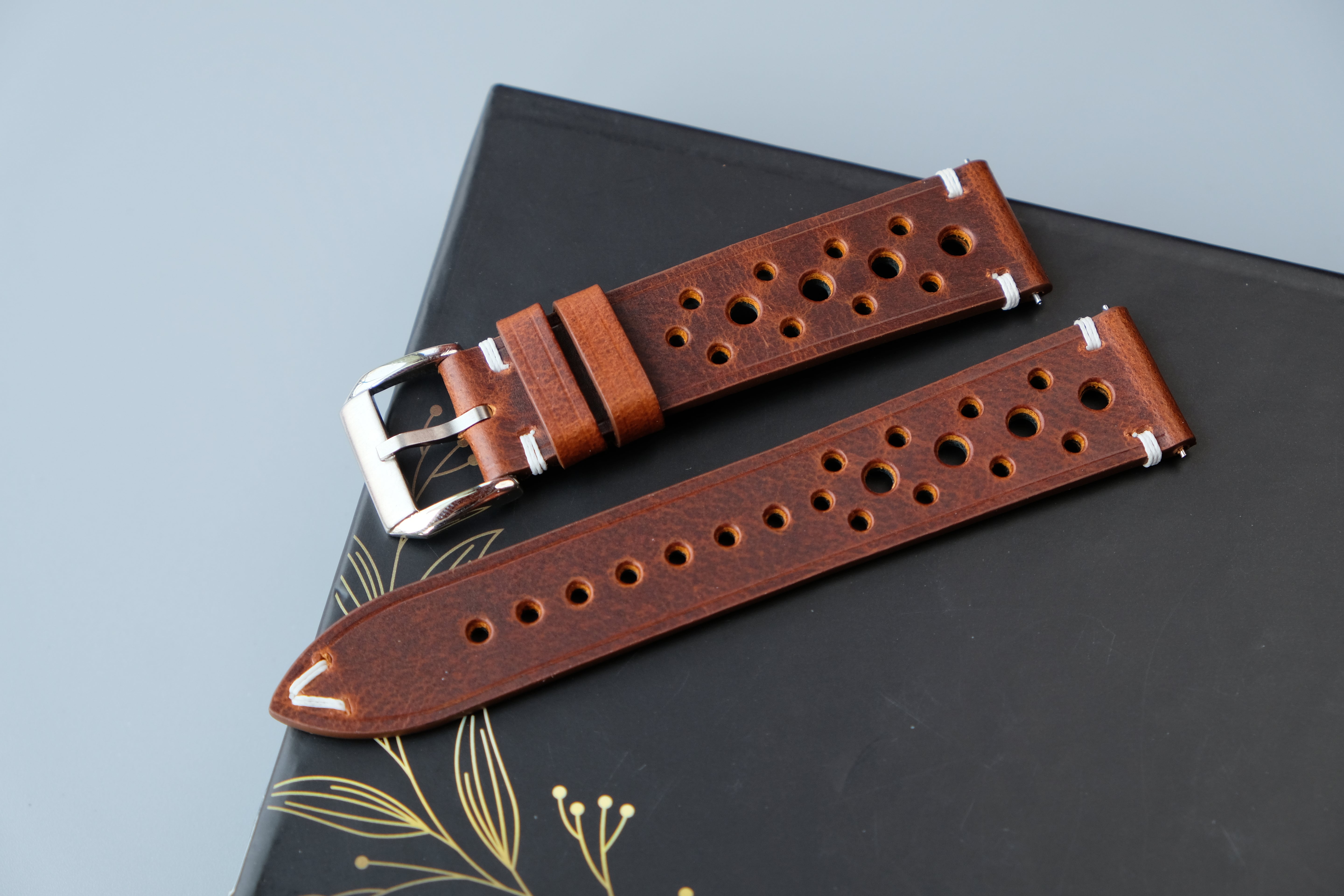 Rally Brown Calfskin Leather Watch Strap