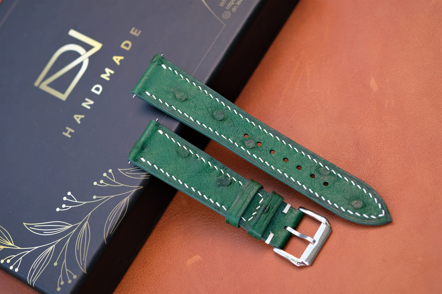 Green Ostrich Leather Watch Strap