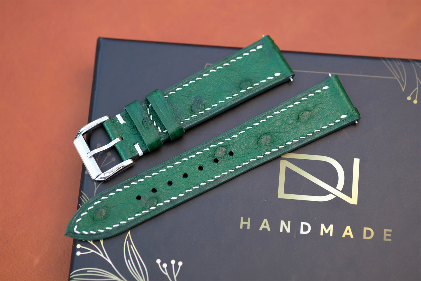 Green Ostrich Leather Watch Strap