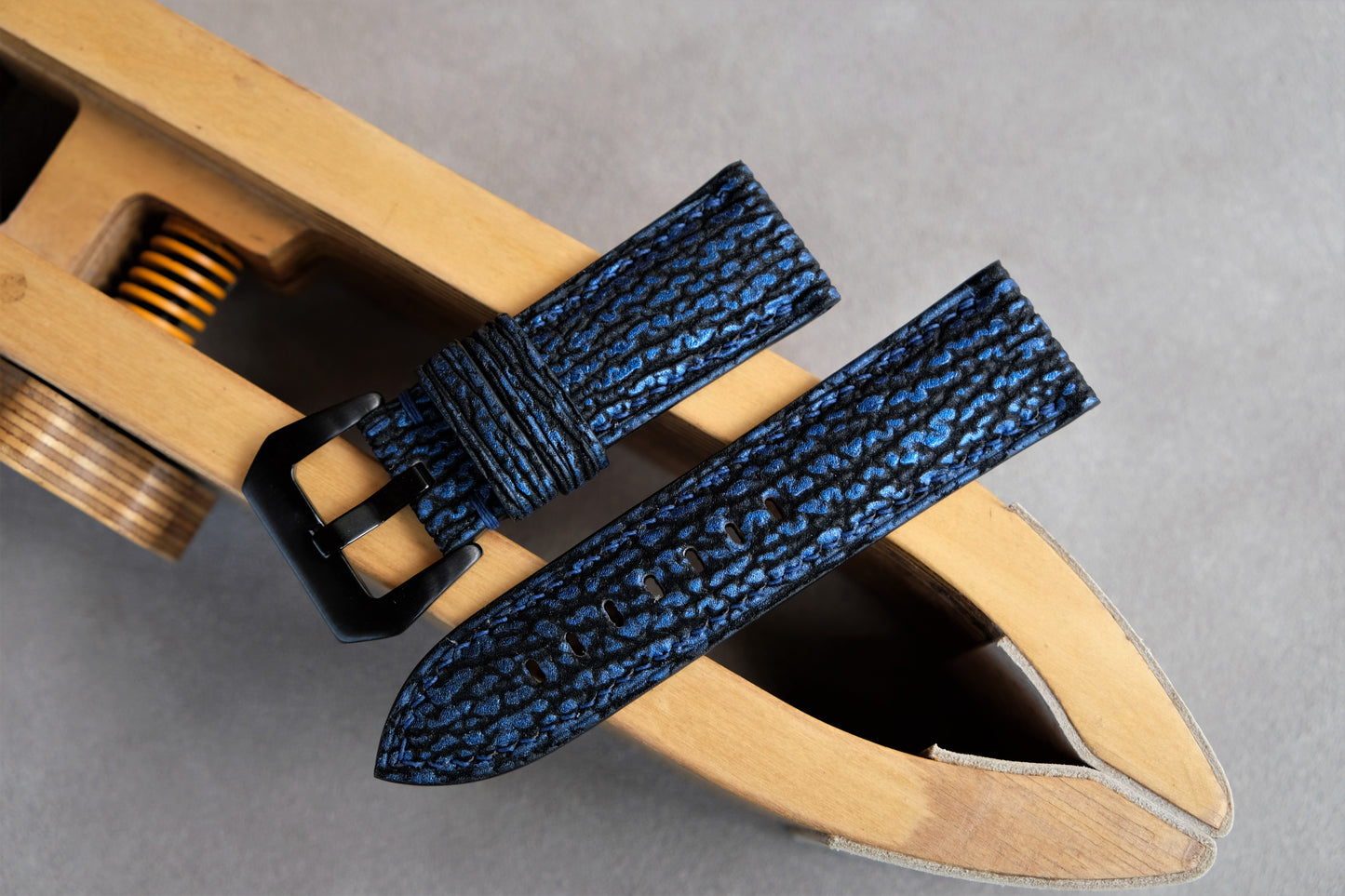 Blue Shark Leather Watch Strap for PANERAI