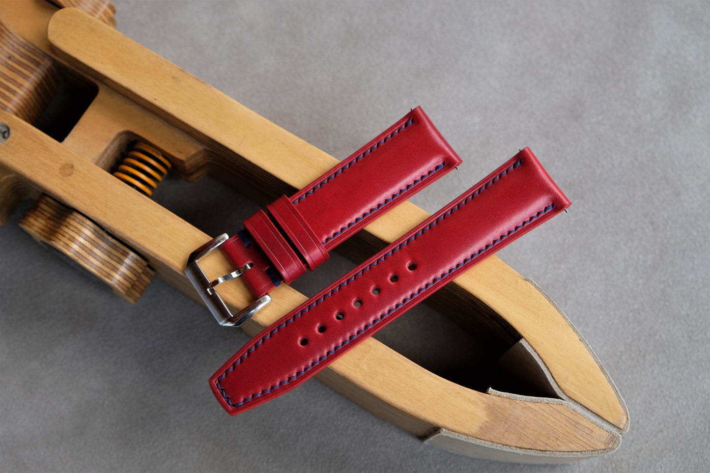 Red Shinki Hikaku Shell Cordovan Watch Strap