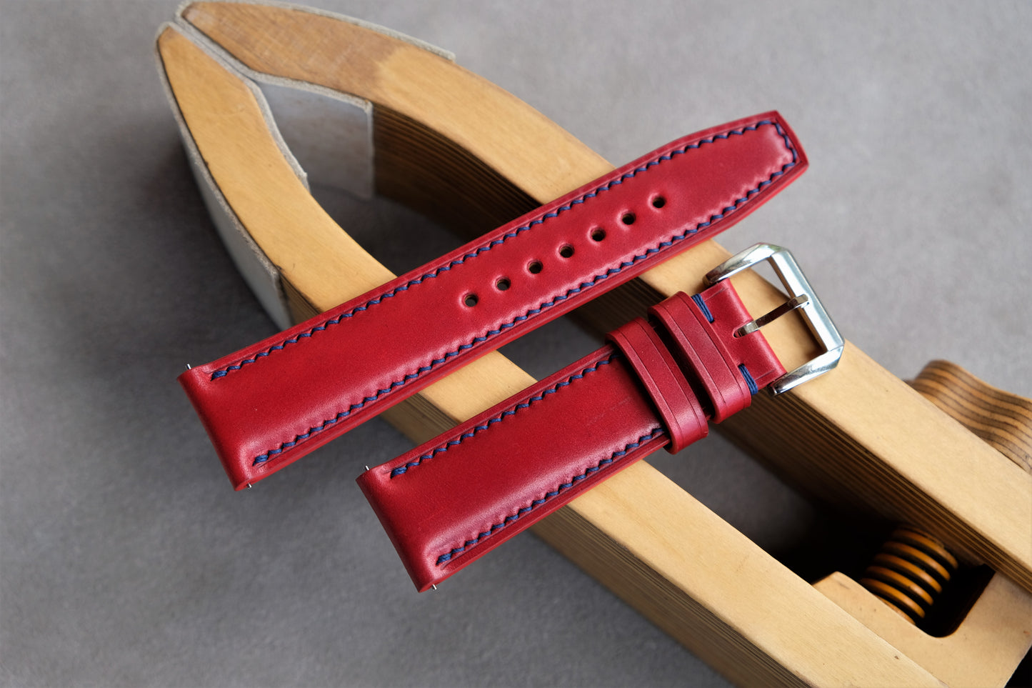 Red Shinki Hikaku Shell Cordovan Watch Strap