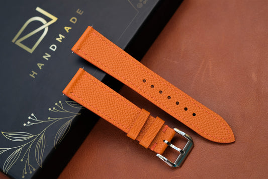 Orange Epsom Leather Watch Strap