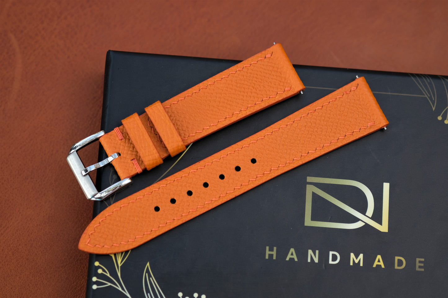 Orange Epsom Leather Watch Strap