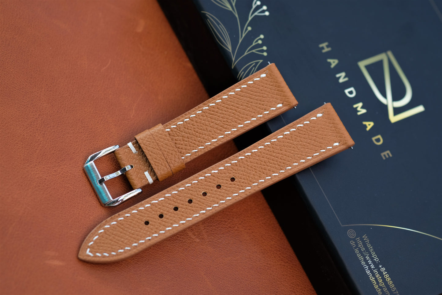 Gold Epsom Leather Watch Strap