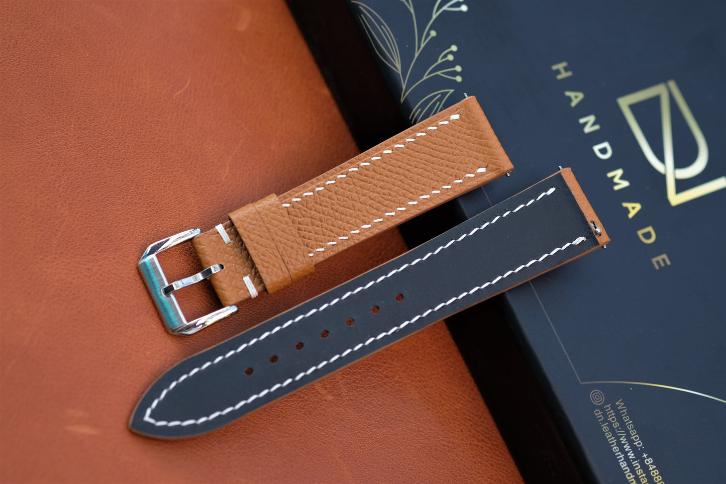 Gold Epsom Leather Watch Strap