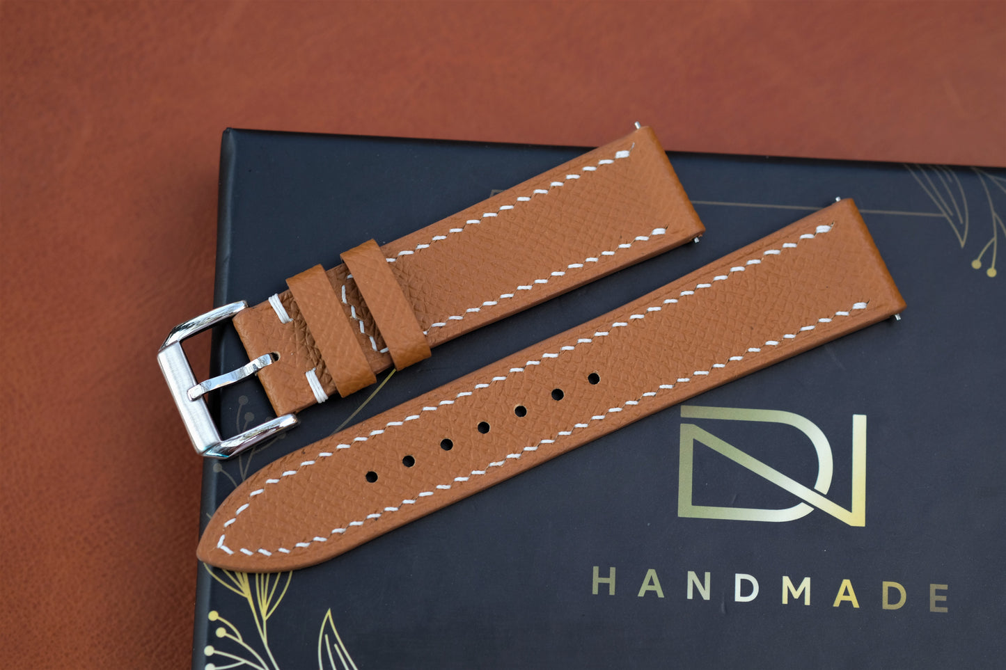 Gold Epsom Leather Watch Strap