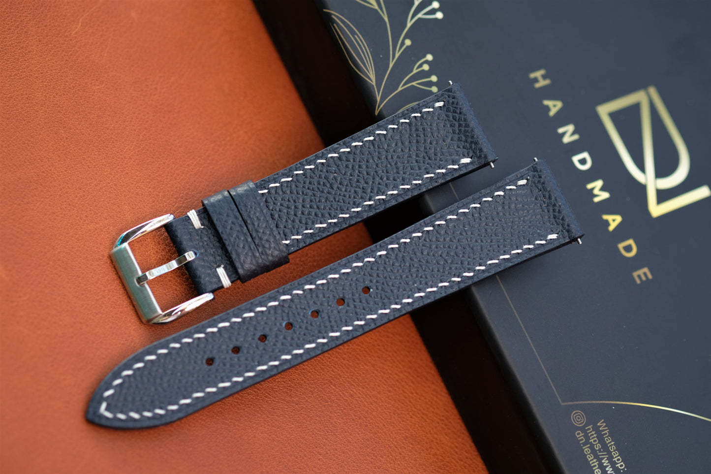 Dark Navy Epsom Leather Watch Strap