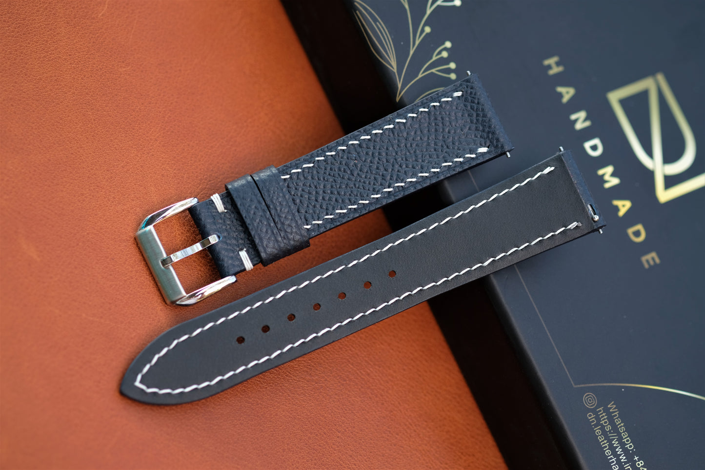 Dark Navy Epsom Leather Watch Strap