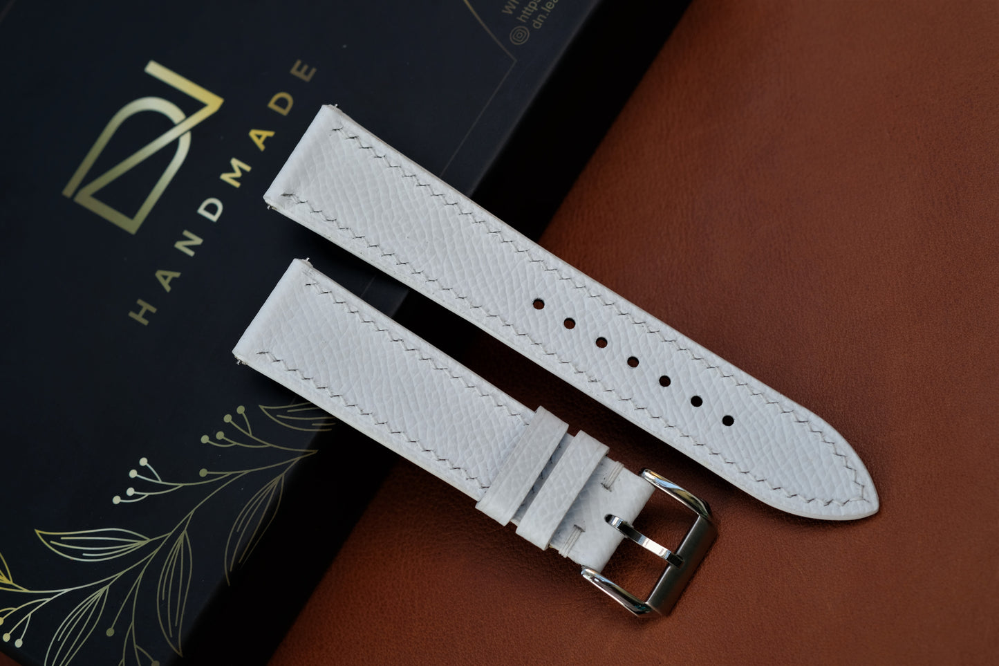 White Epsom Leather Watch Strap