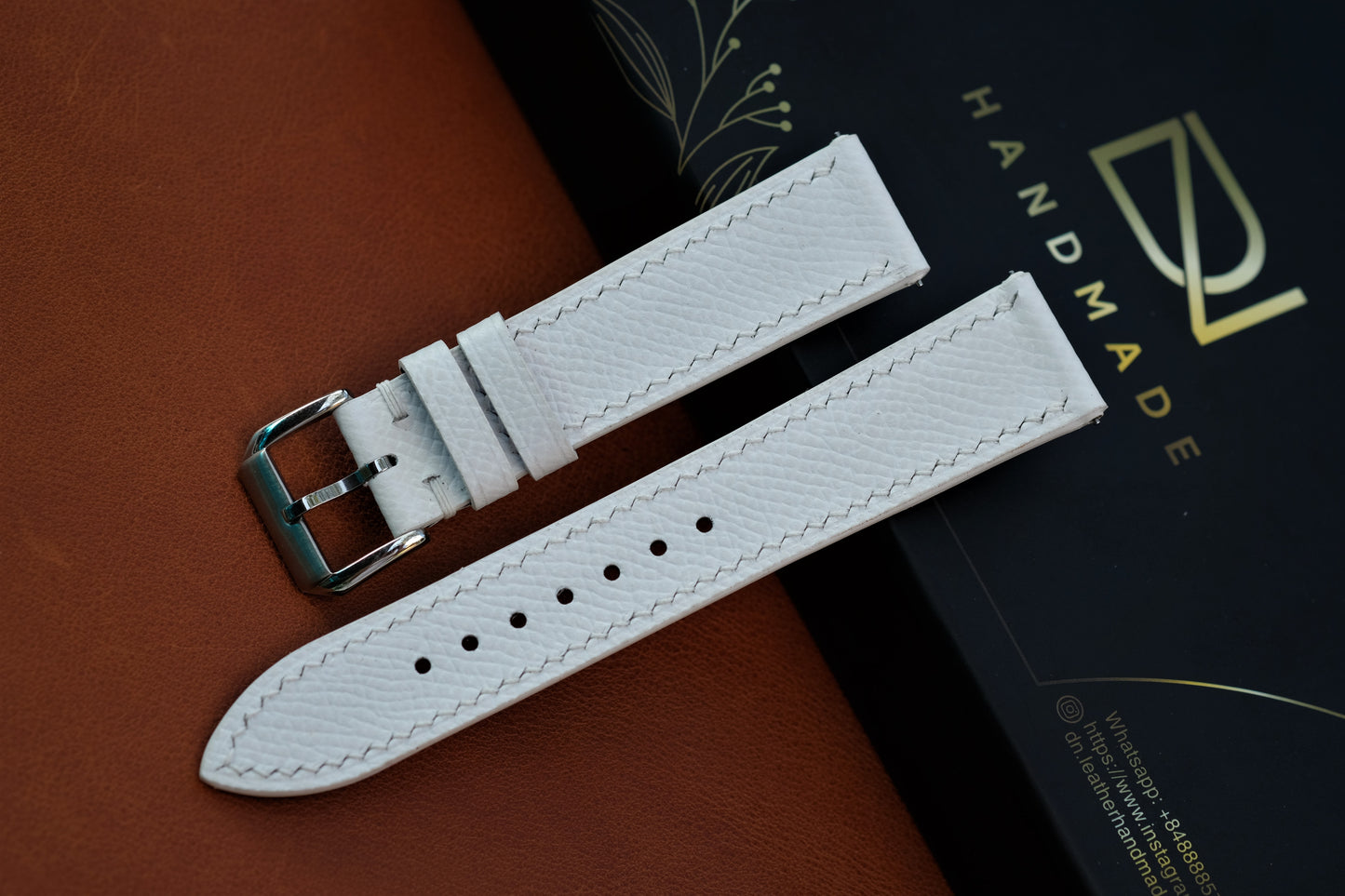 White Epsom Leather Watch Strap