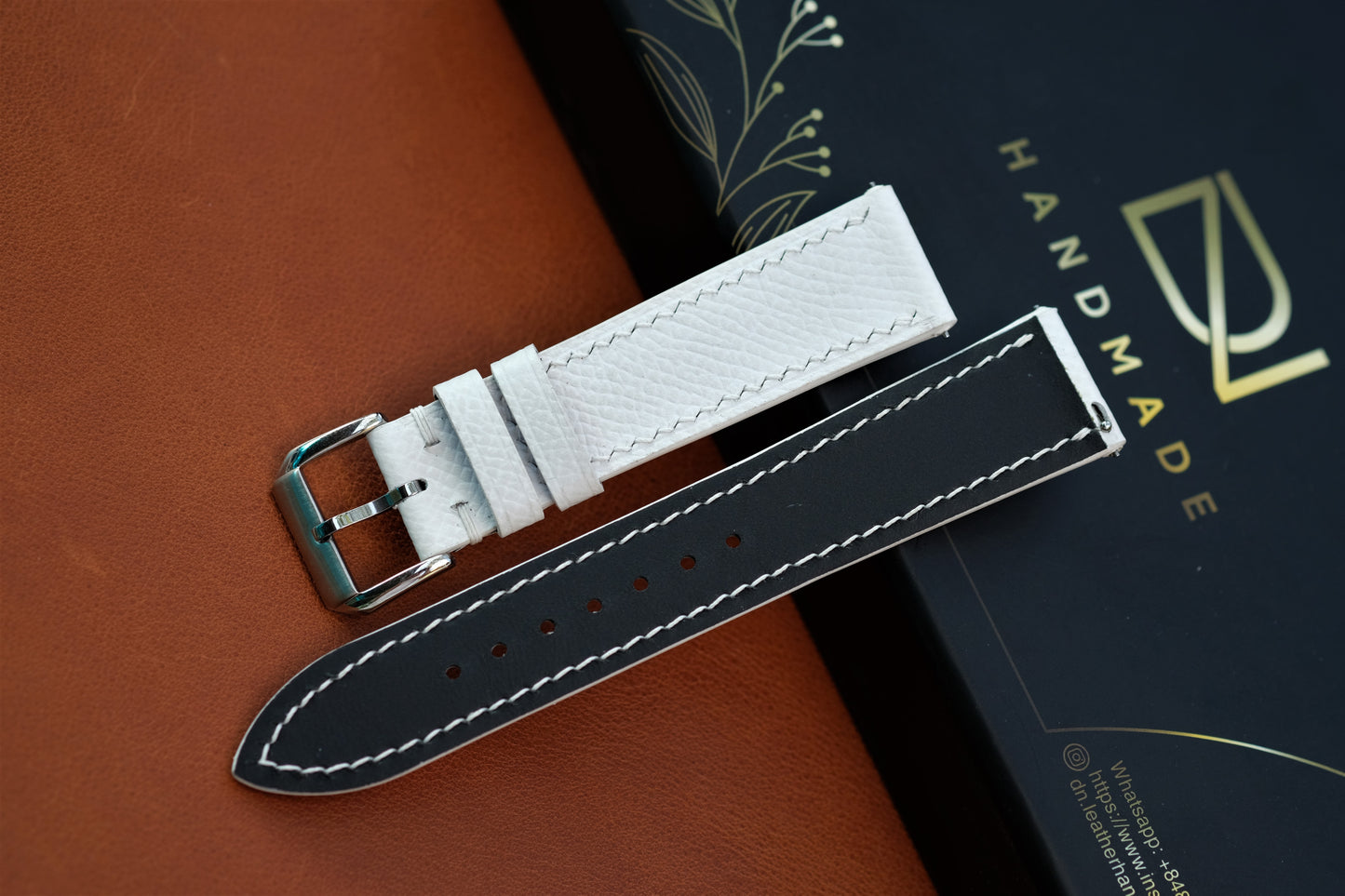 White Epsom Leather Watch Strap