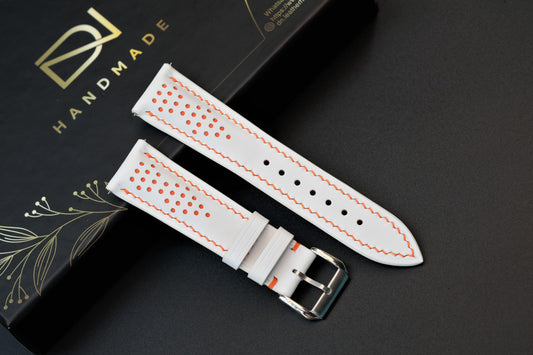 White Rally Leather Watch Strap