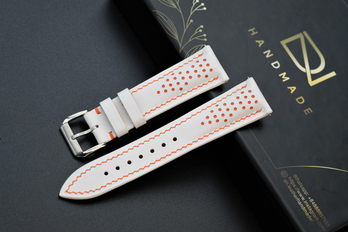 White Rally Leather Watch Strap