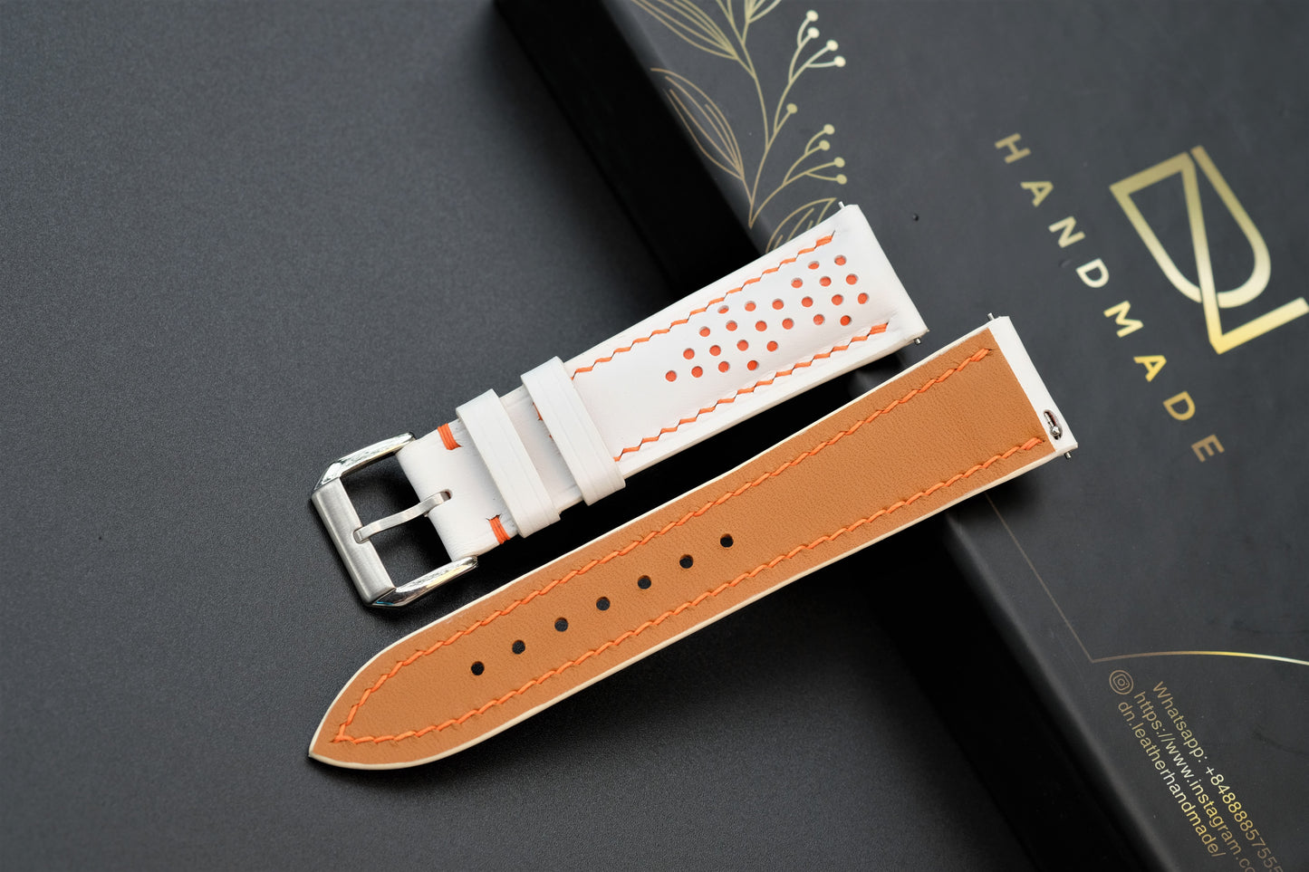 White Rally Leather Watch Strap