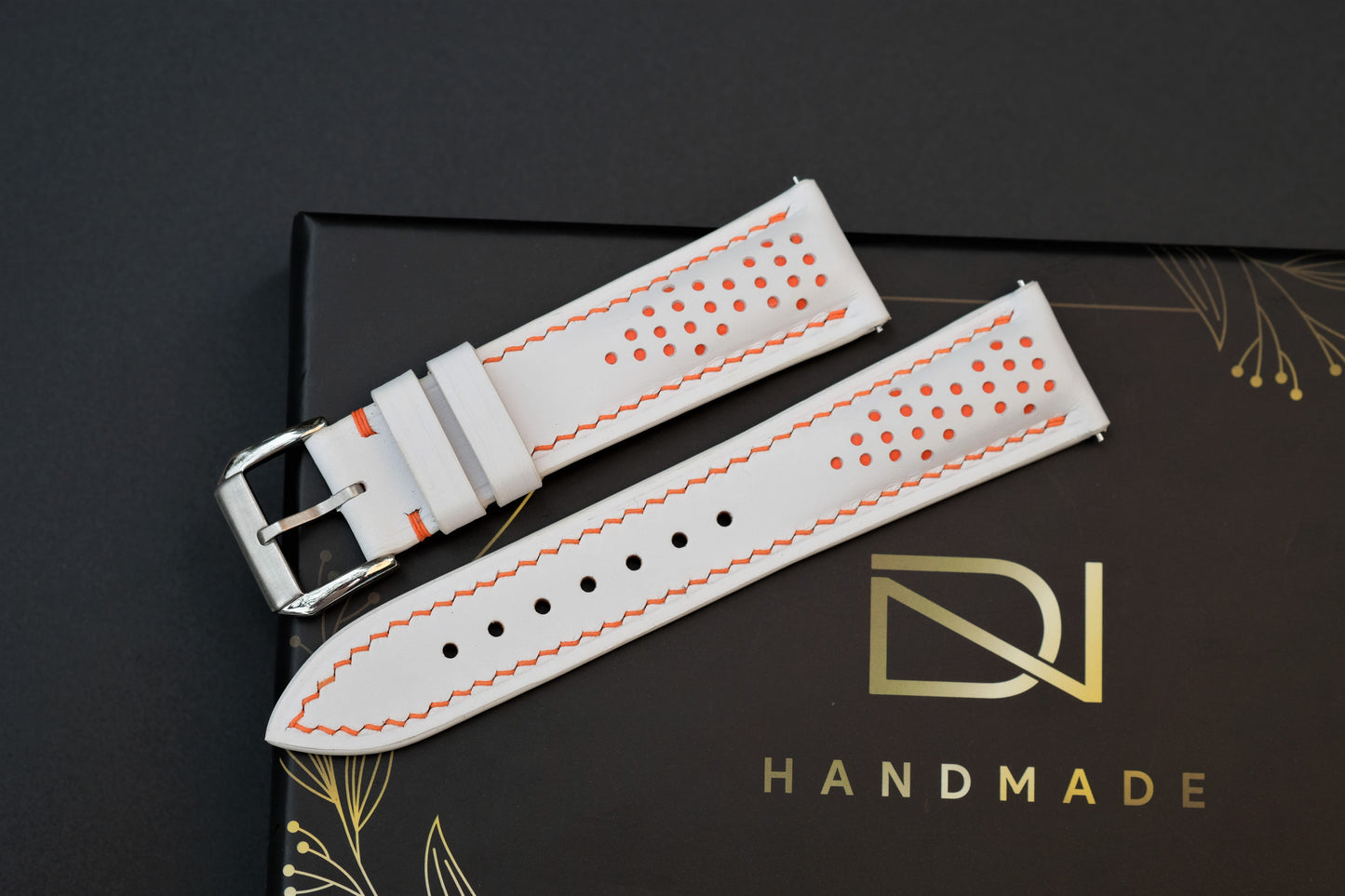 White Rally Leather Watch Strap