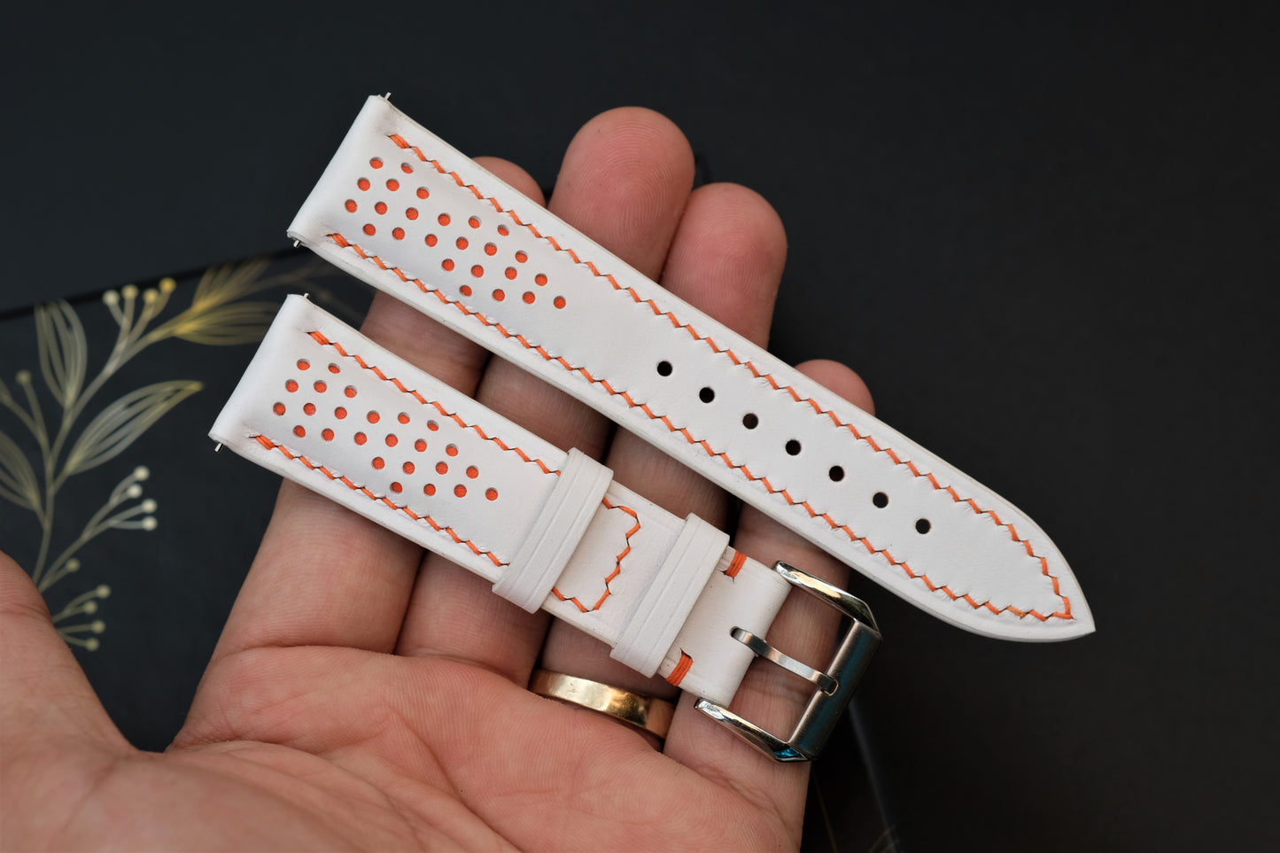 White Rally Leather Watch Strap