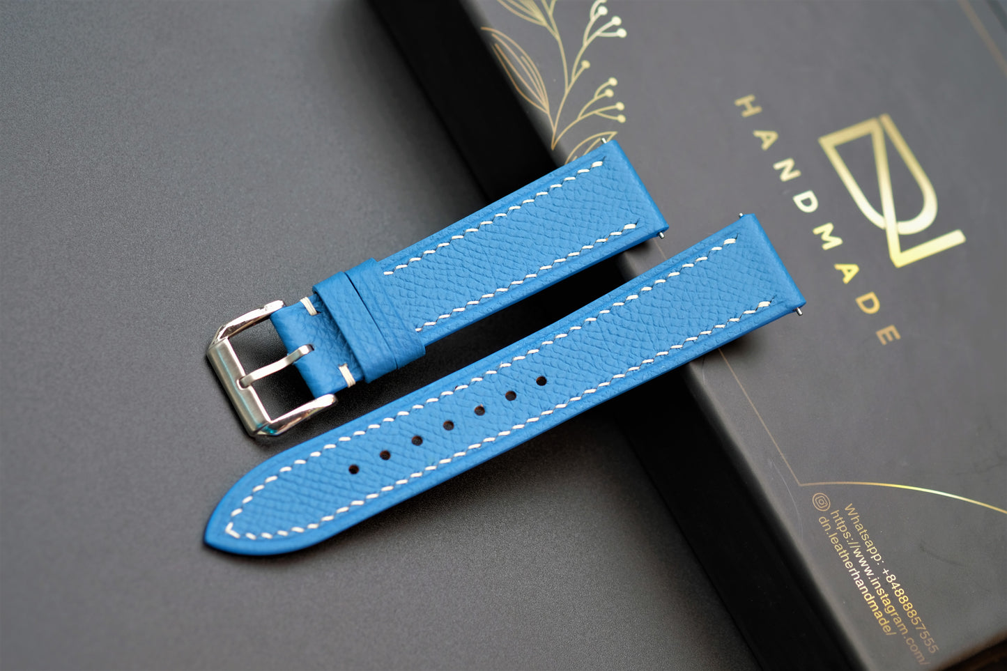 Light Blue Epsom Leather Watch Strap