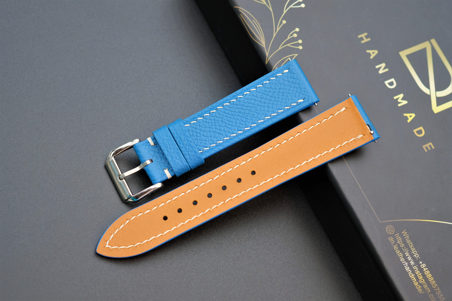 Light Blue Epsom Leather Watch Strap