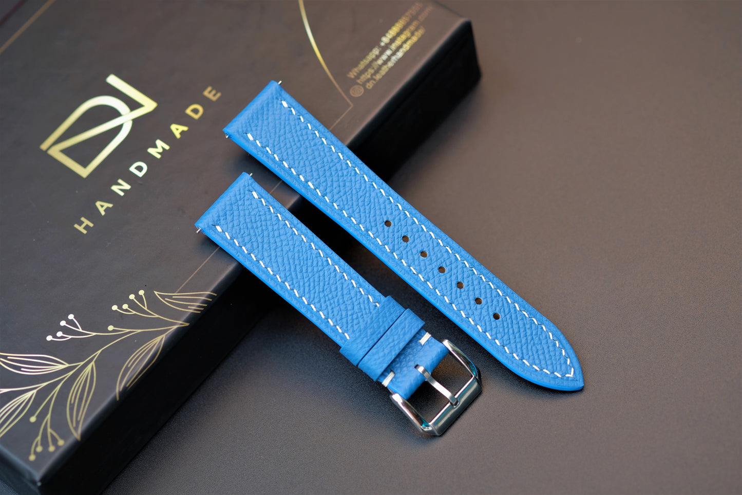 Light Blue Epsom Leather Watch Strap