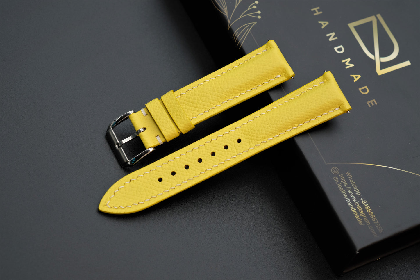 Yellow Epsom Leather Watch Strap