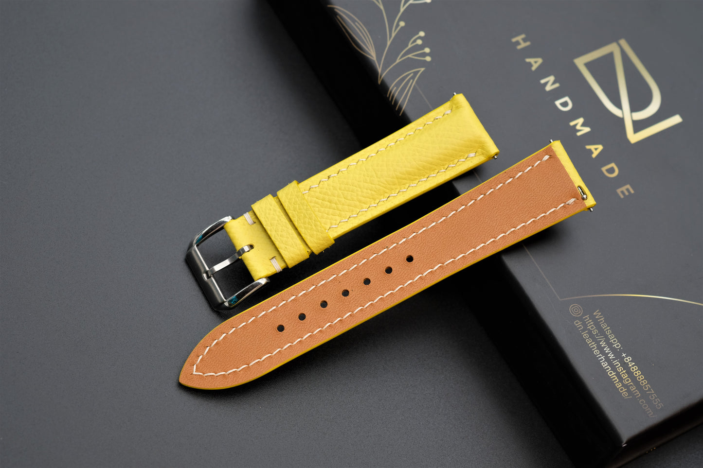 Yellow Epsom Leather Watch Strap