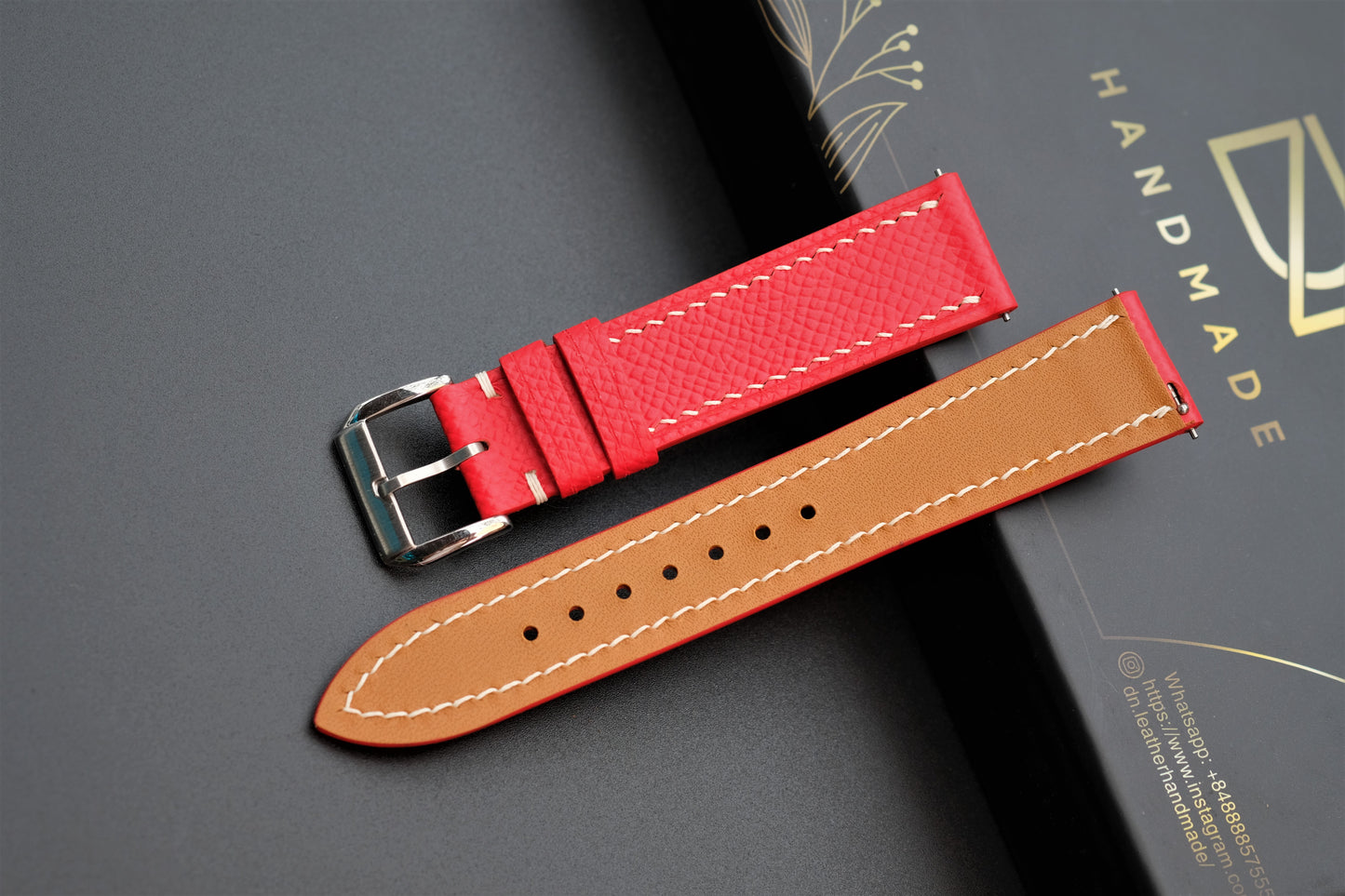 Red Epsom Leather Watch Strap