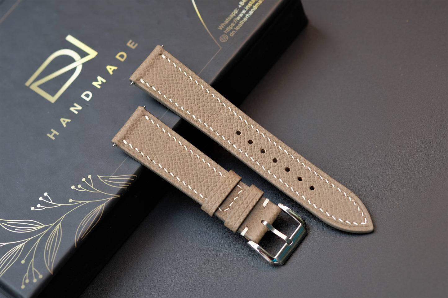 Gray Epsom Leather Watch Strap