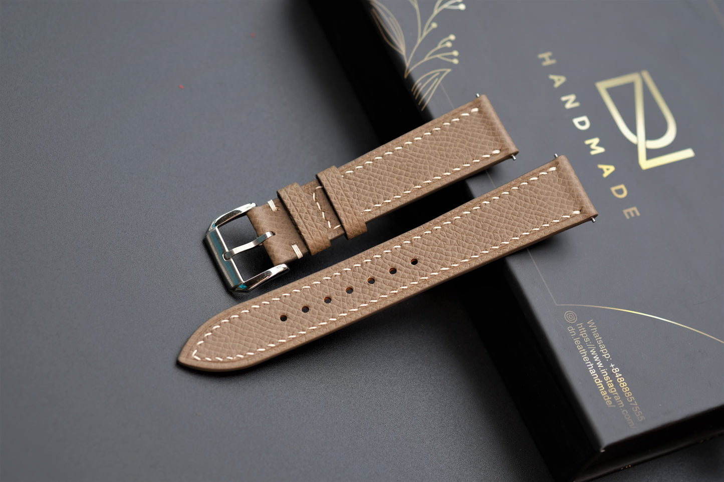 Gray Epsom Leather Watch Strap