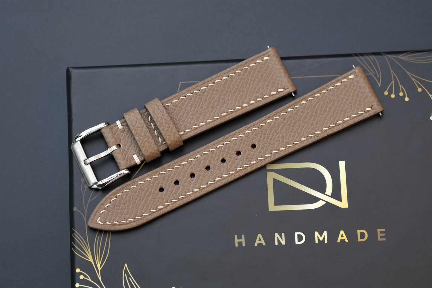 Gray Epsom Leather Watch Strap