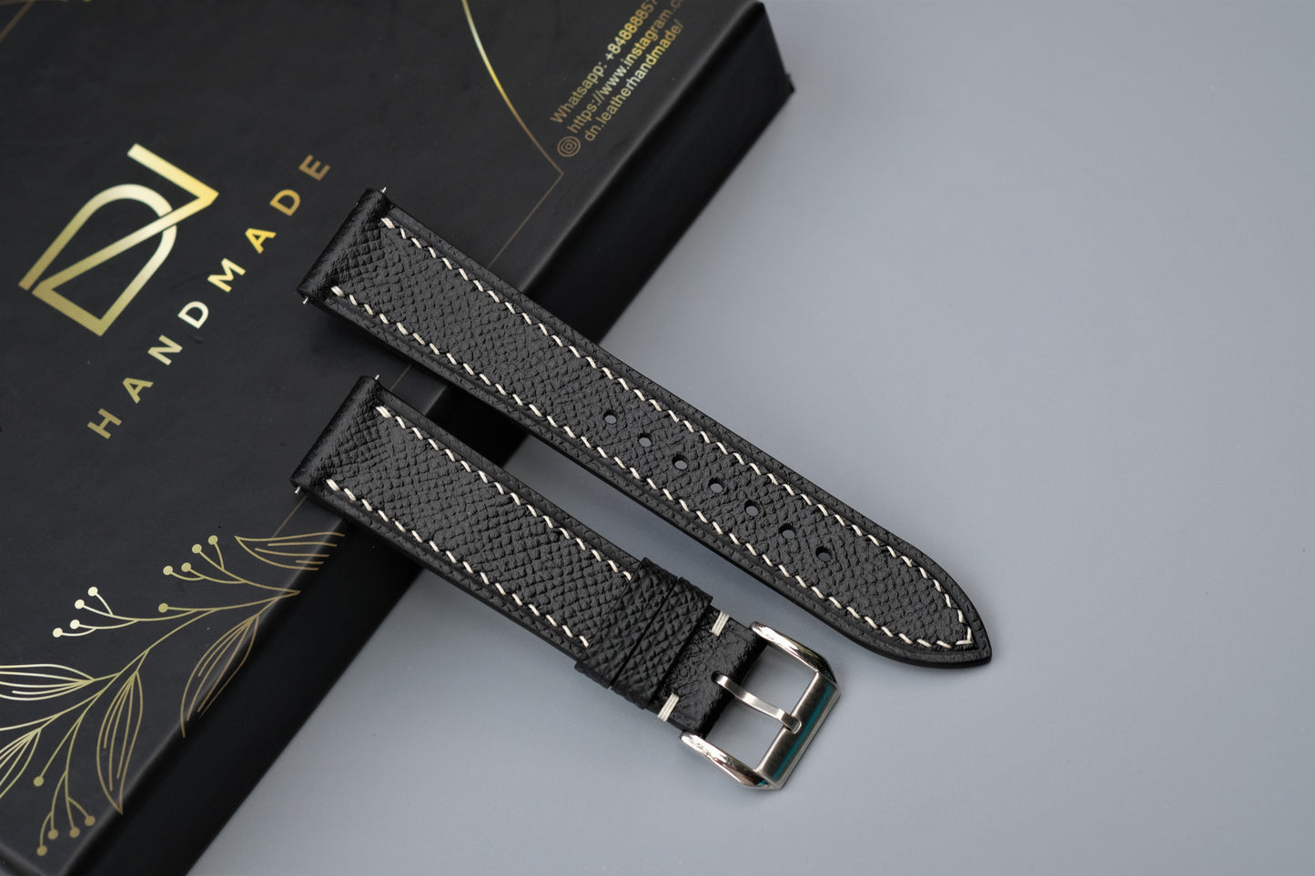 Black Epsom Leather Watch Strap