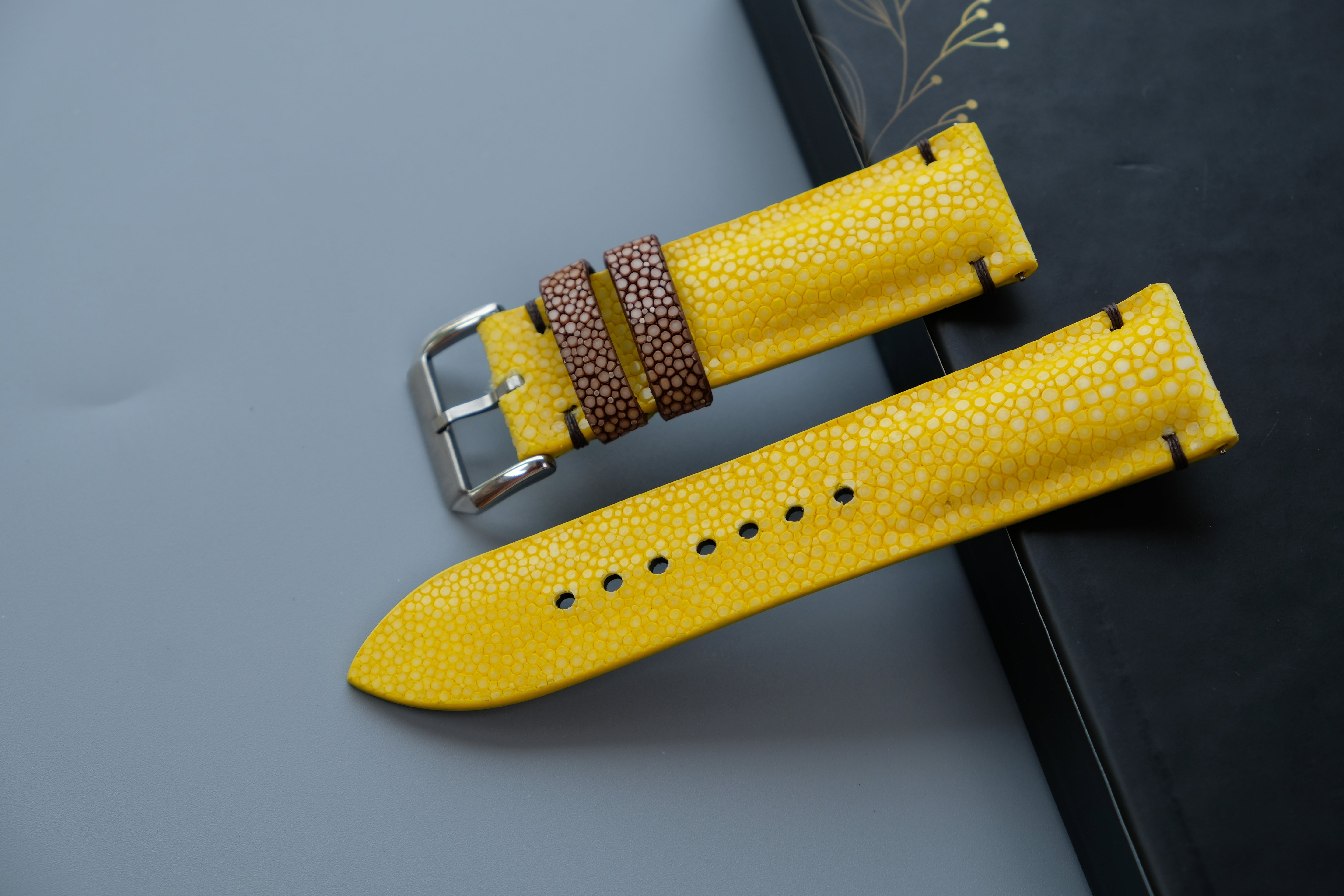 Yellow Stingray Leather Watch Strap – Custom Sizes 10mm to 26mm