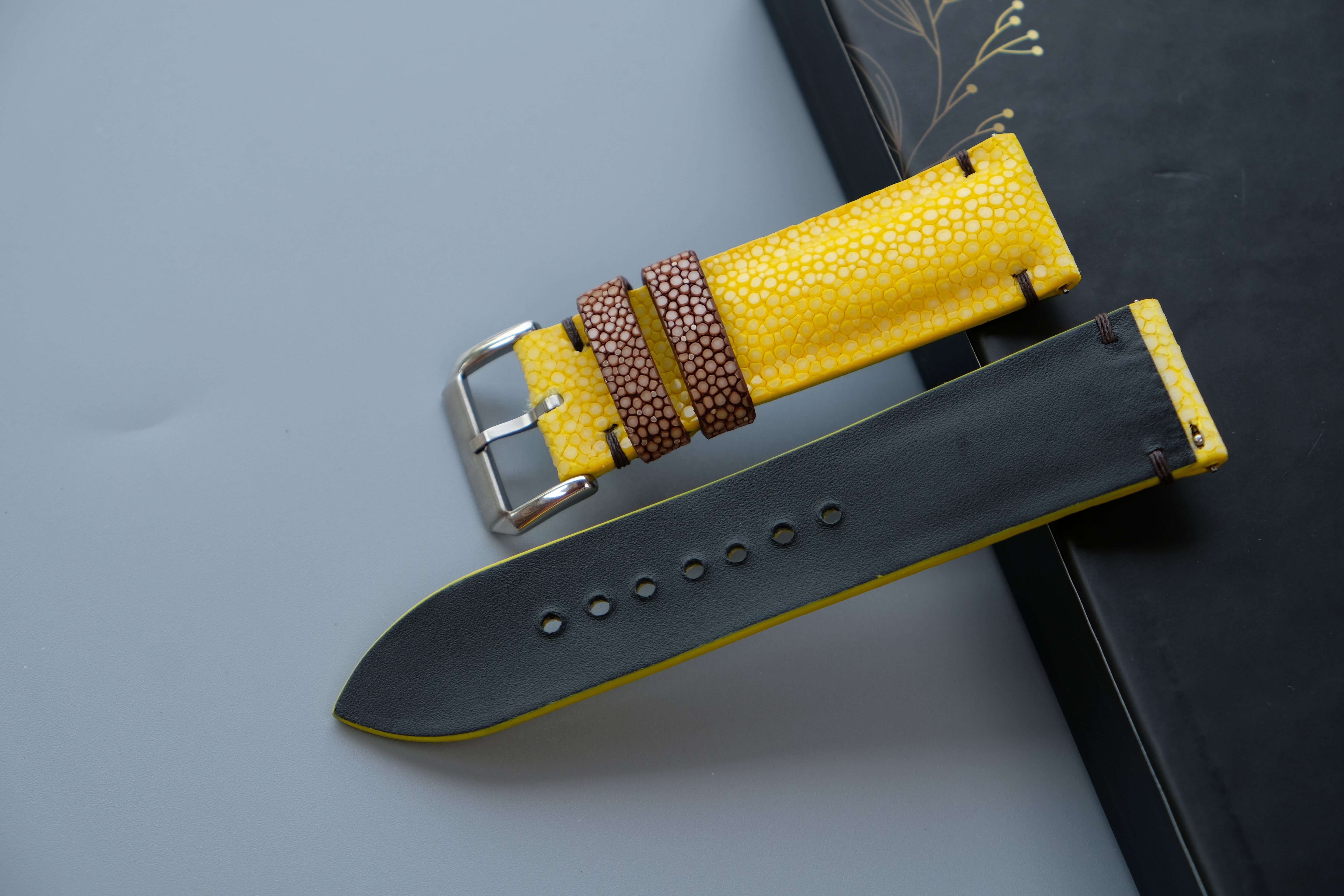 Yellow Stingray Leather Watch Strap – Custom Sizes 10mm to 26mm
