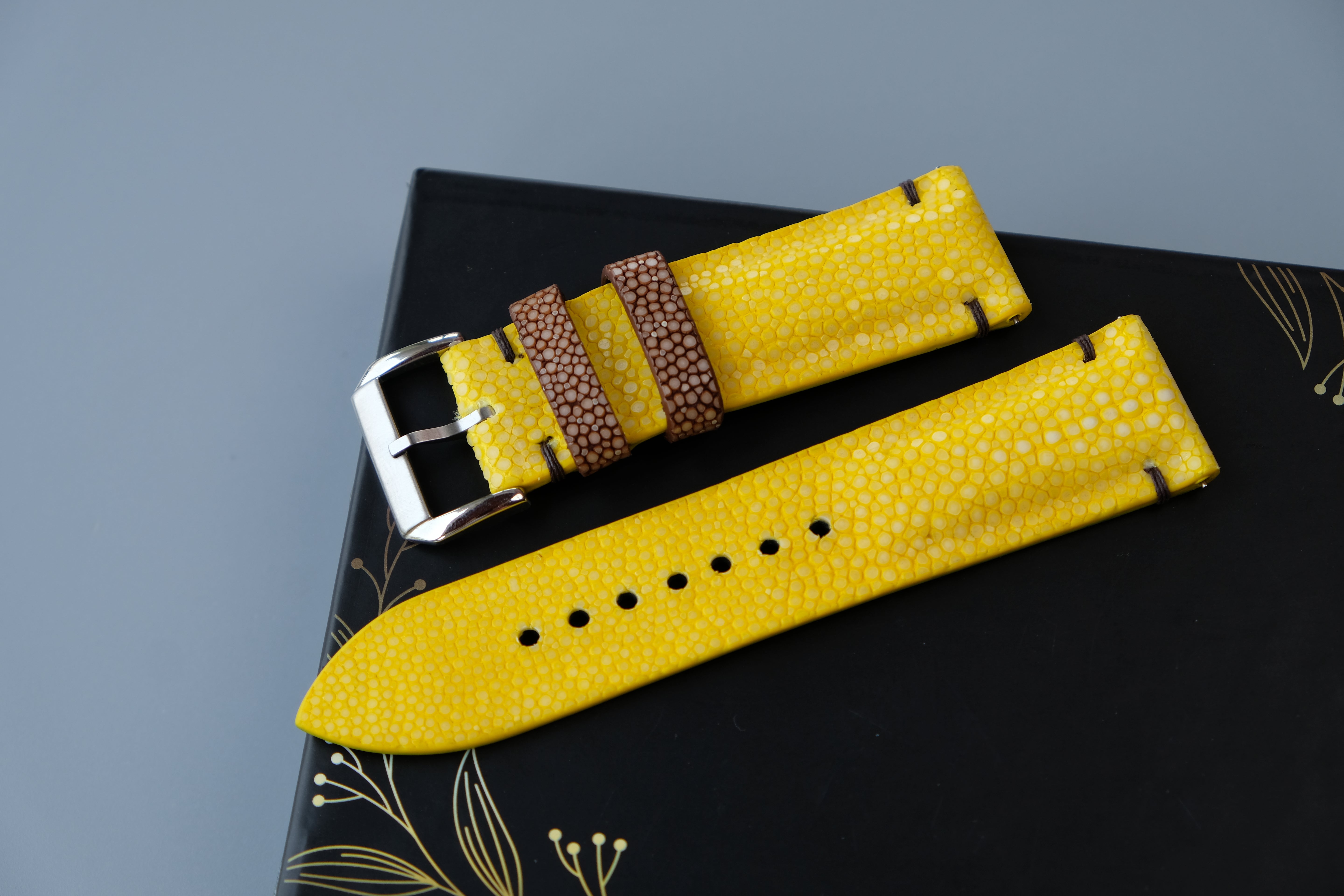 Yellow Stingray Leather Watch Strap – Custom Sizes 10mm to 26mm