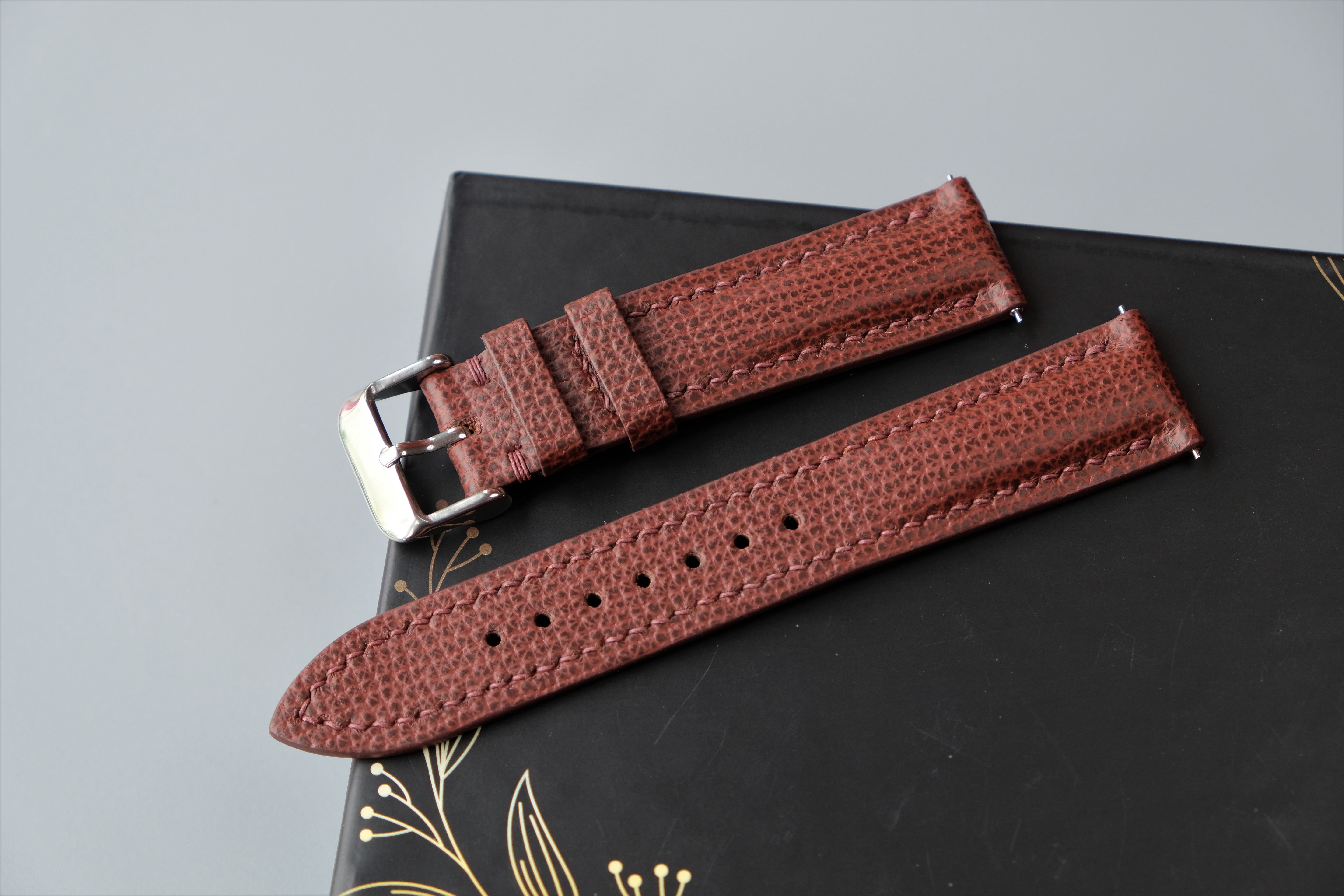 Reddish Brown Calf Leather Watch Strap – Custom Sizes 10mm to 26mm