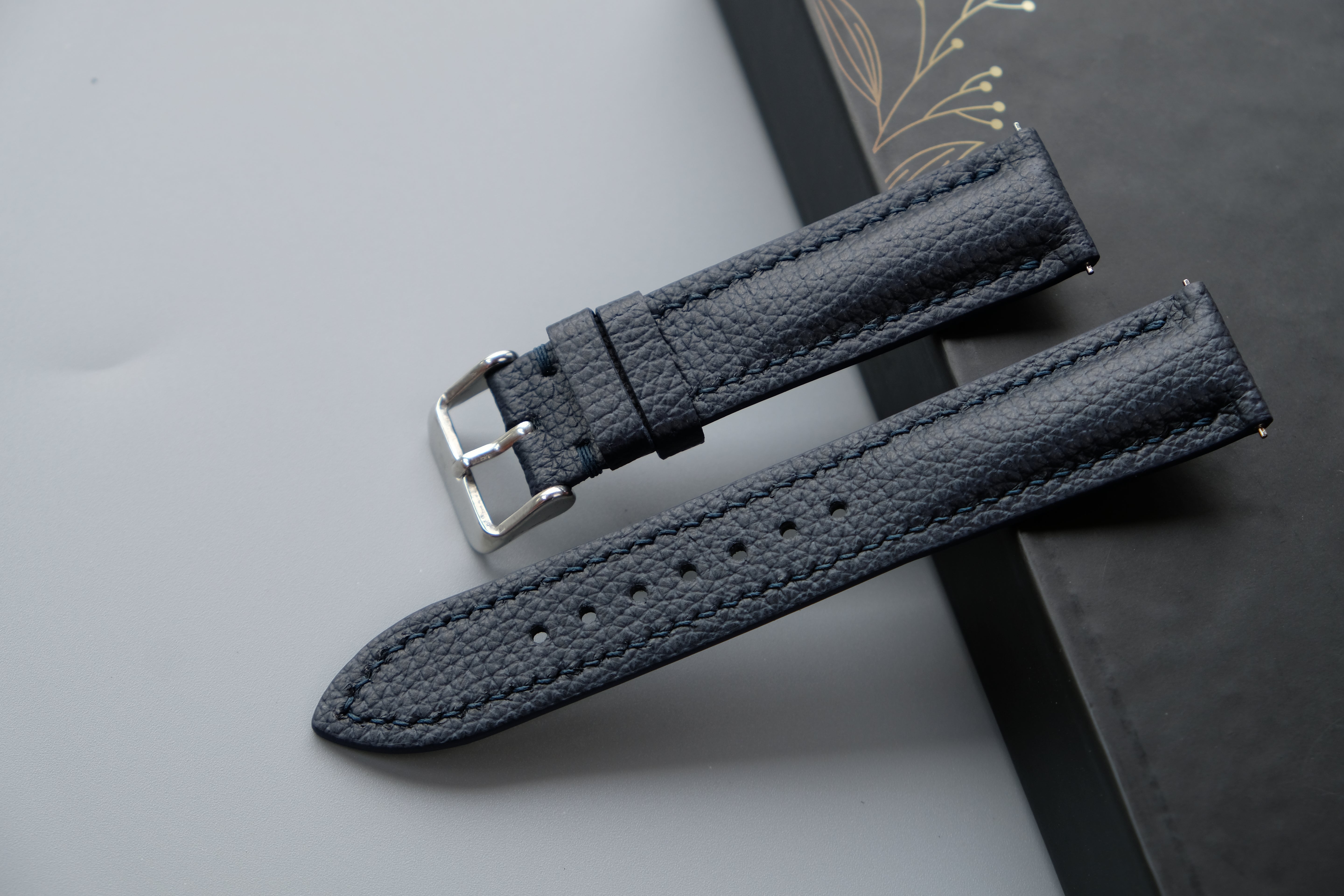 Dark Blue Calf Leather Watch Strap – Custom Sizes 10mm to 26mm