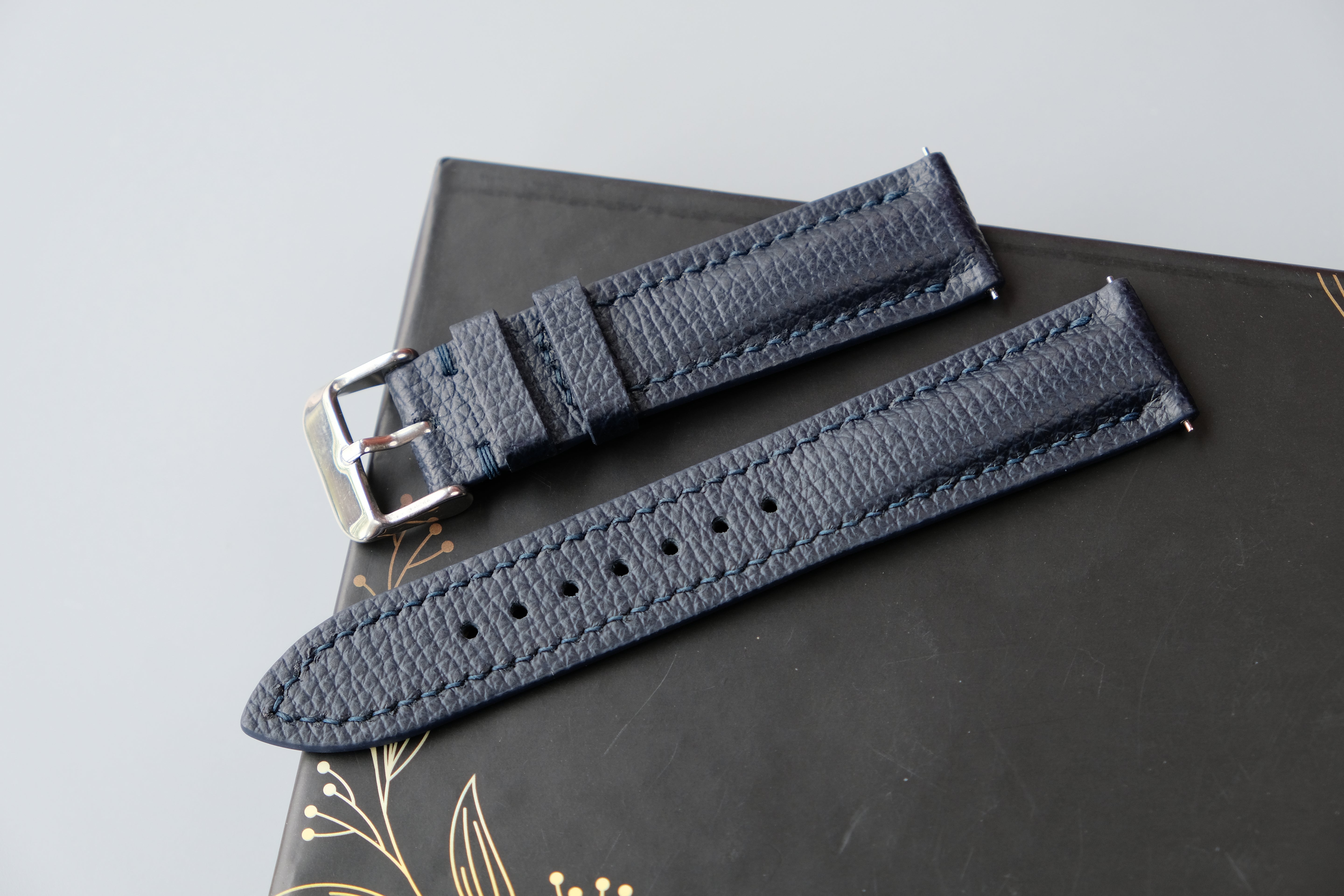 Dark Blue Calf Leather Watch Strap – Custom Sizes 10mm to 26mm