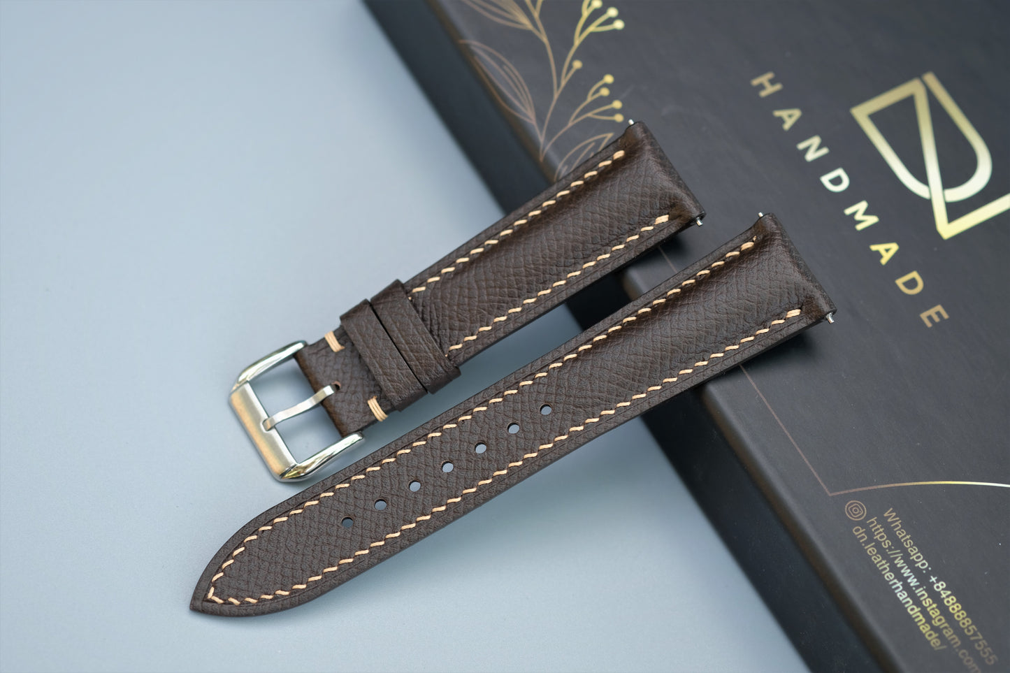 Chocolate Epsom Leather Watch Strap