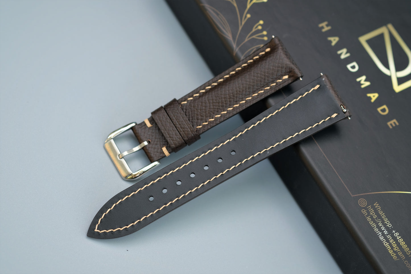 Chocolate Epsom Leather Watch Strap