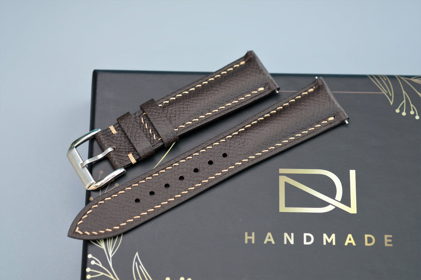 Chocolate Epsom Leather Watch Strap