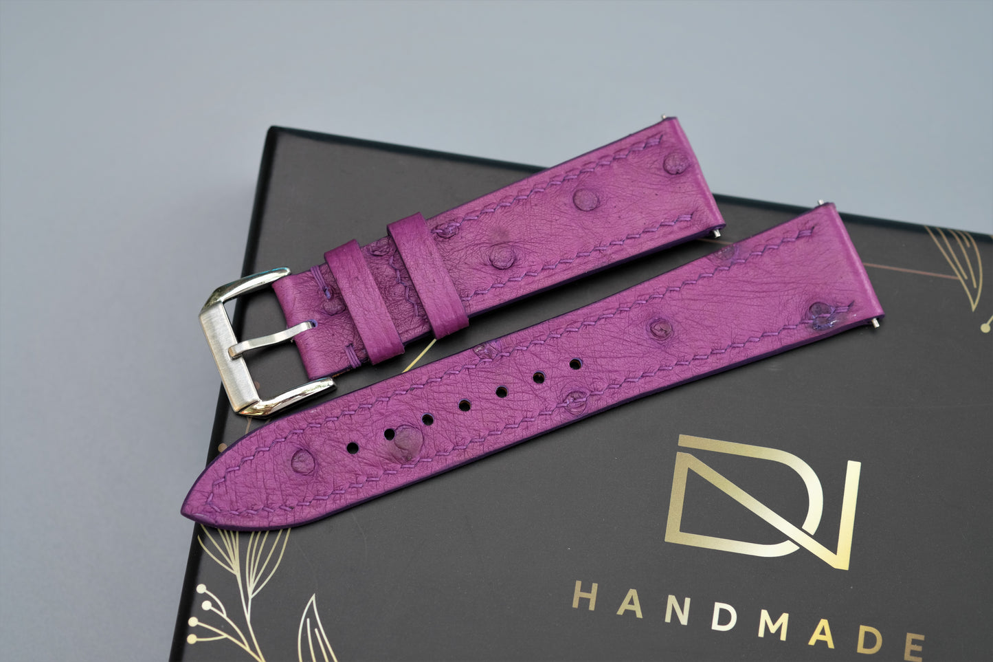 Violet Ostrich Leather Watch Strap