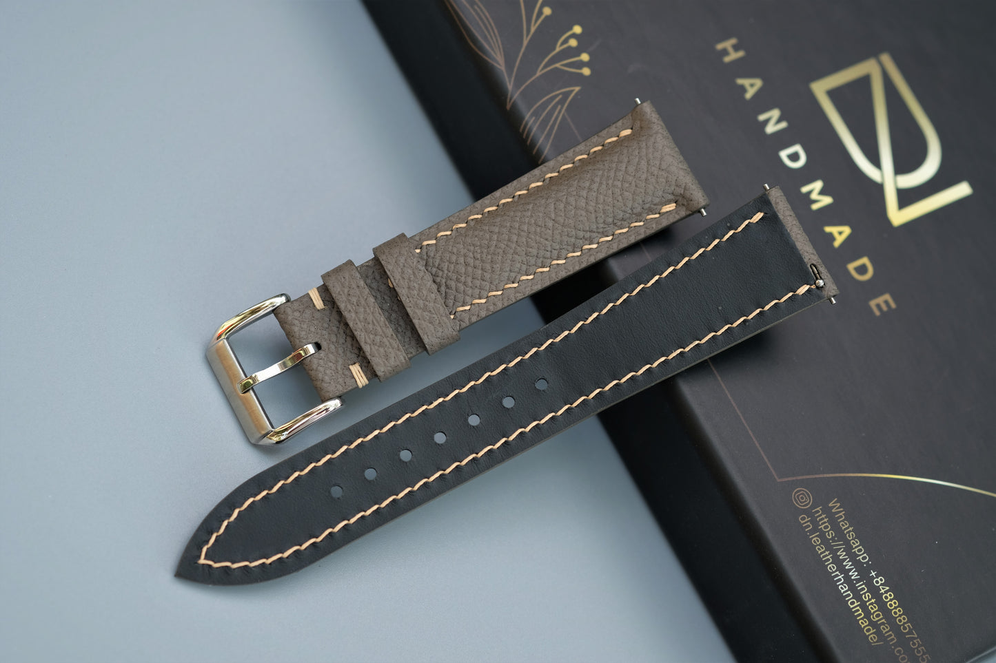 Dark Gray Epsom Leather Watch Strap